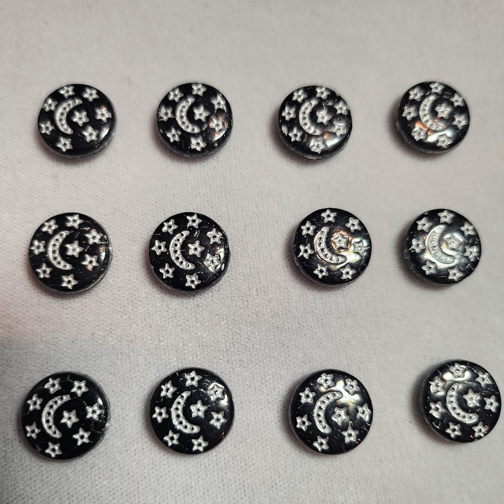 Black and White Star and Moon Beads